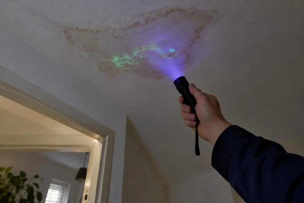 Lekdetectie Delft – kleurstof controleren op het plafond met uv-licht