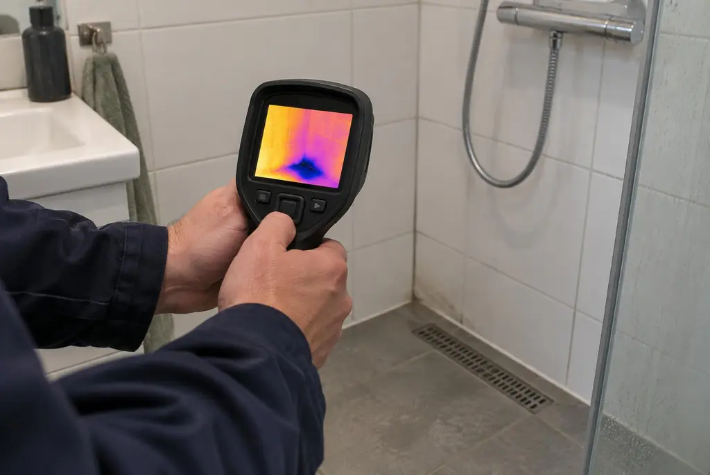 Lekdetectie Delft – lekdetectiespecialist met warmtebeeldcamera in een badkamer