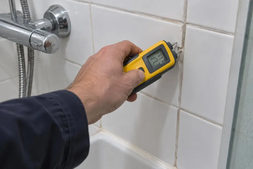 Lekdetectie Delft – vochtmeter op badkamertegels bij de douche